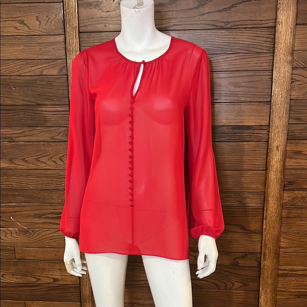 Le Chateau Vibrant Red Sheer Blouse